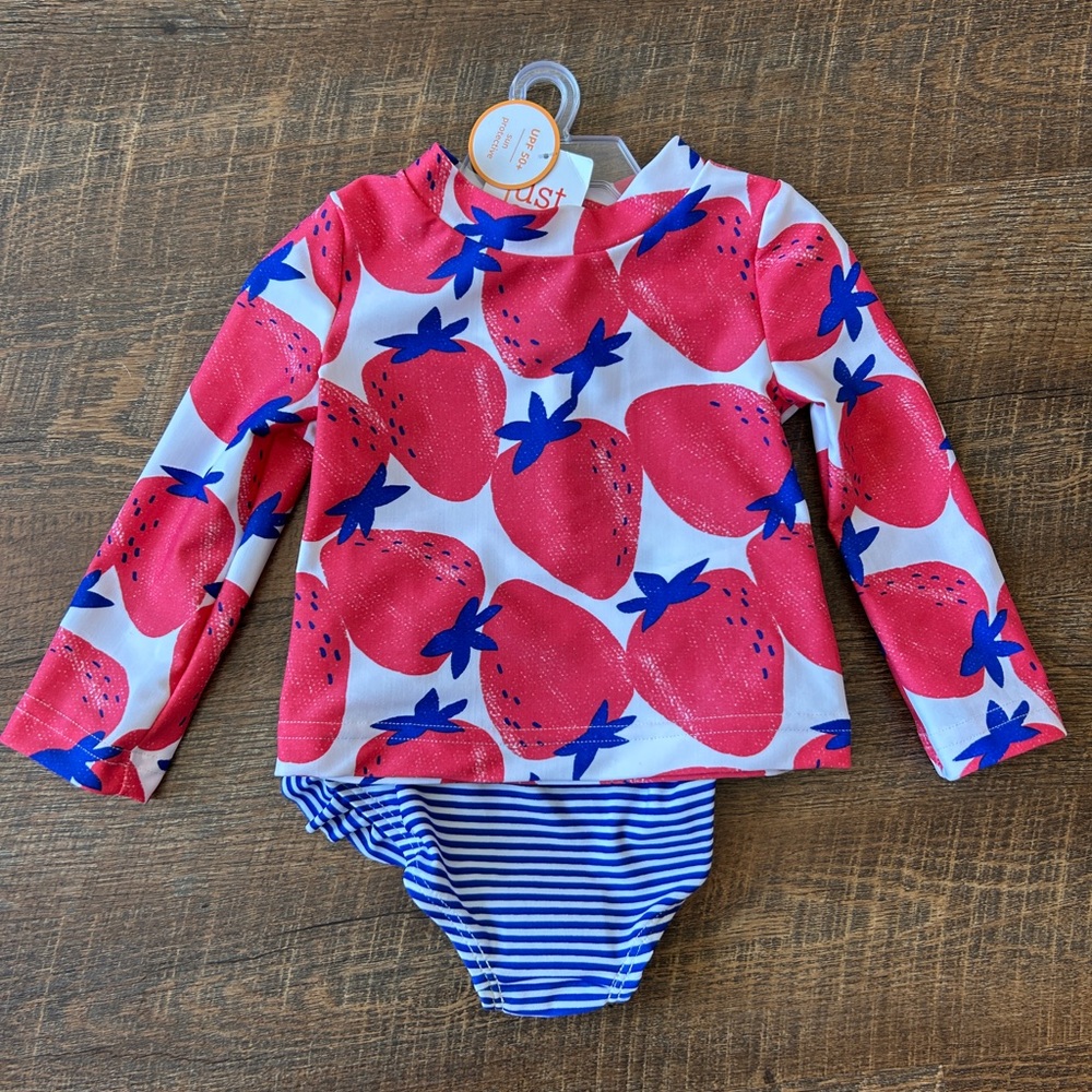 Strawberry Print Kids Swim Set